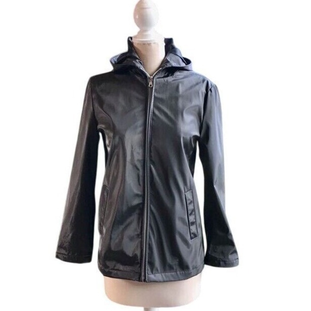 Colebrook‎ & Co. Lightweight Hooded Rain Jacket Waterproof Zip-Up Coat Black S